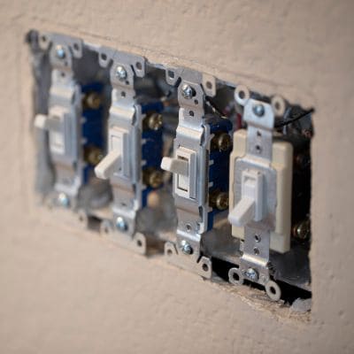 Wall switch installation with wiring