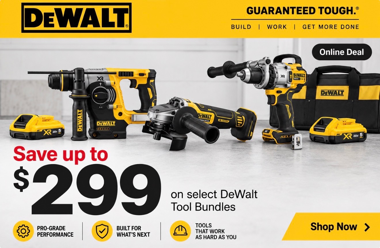Shop DeWalt tool bundles.
