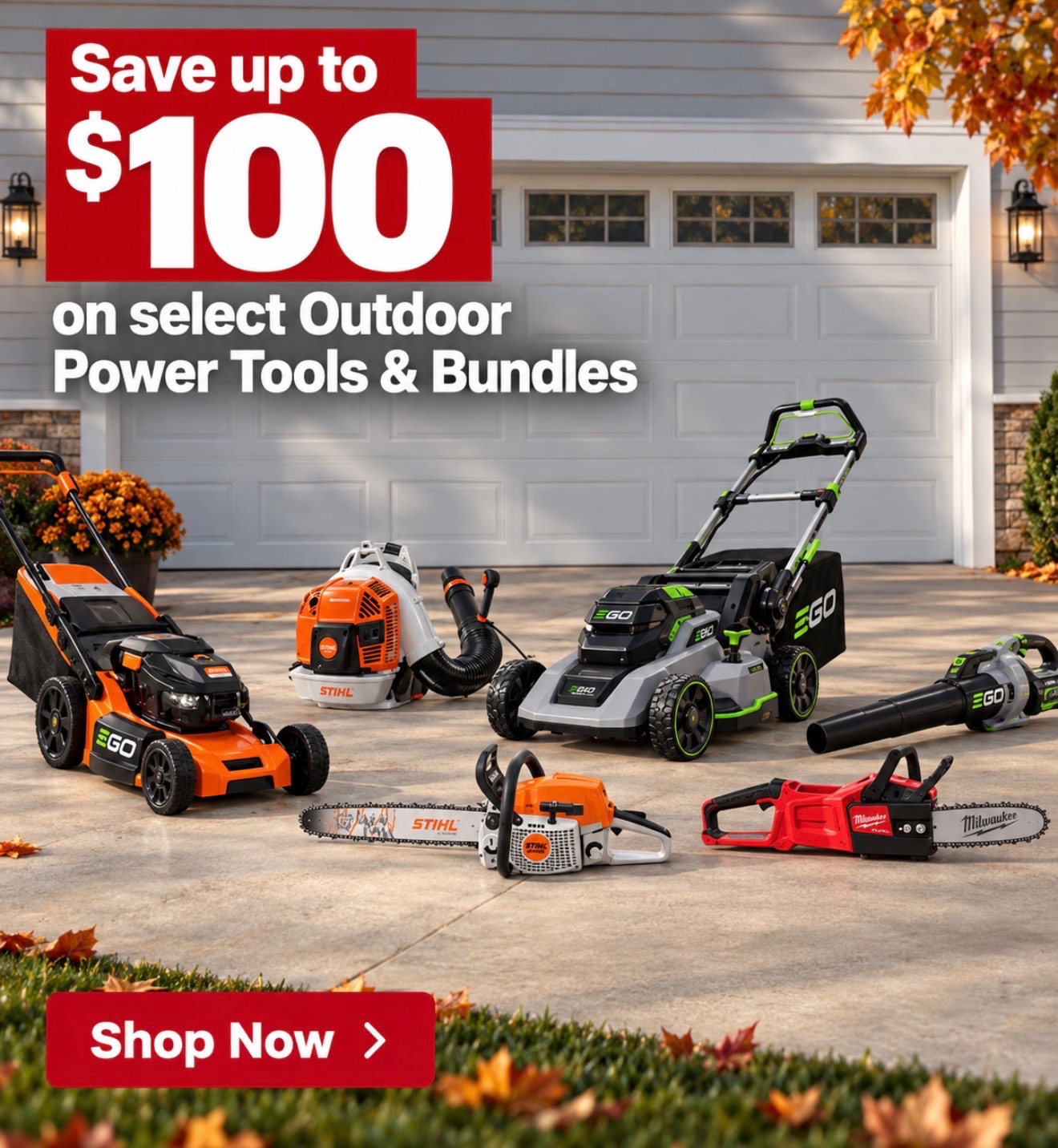 Shop lawn mowers and outdoor power promotions.