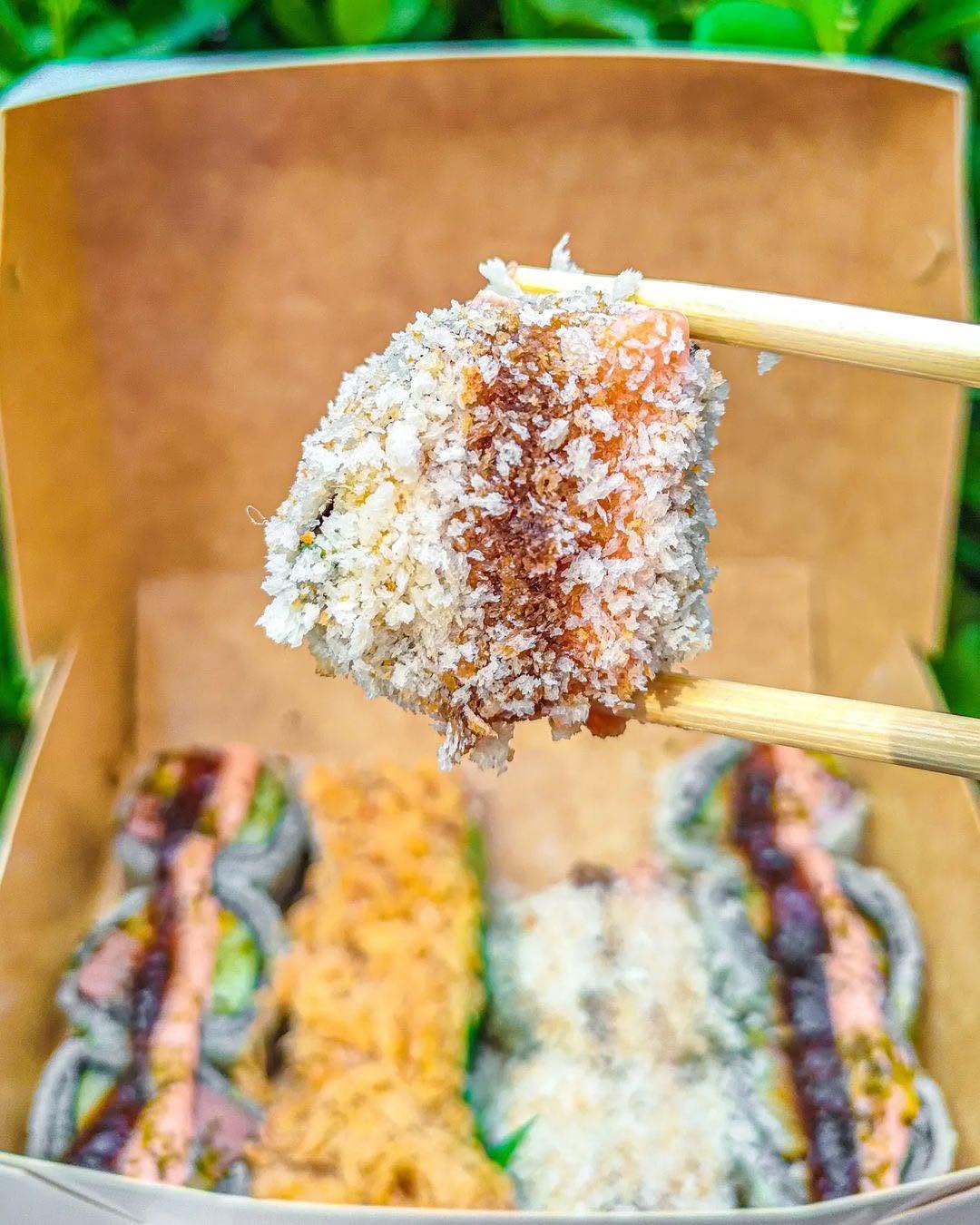 Crunchy roll coated in toasted coconut