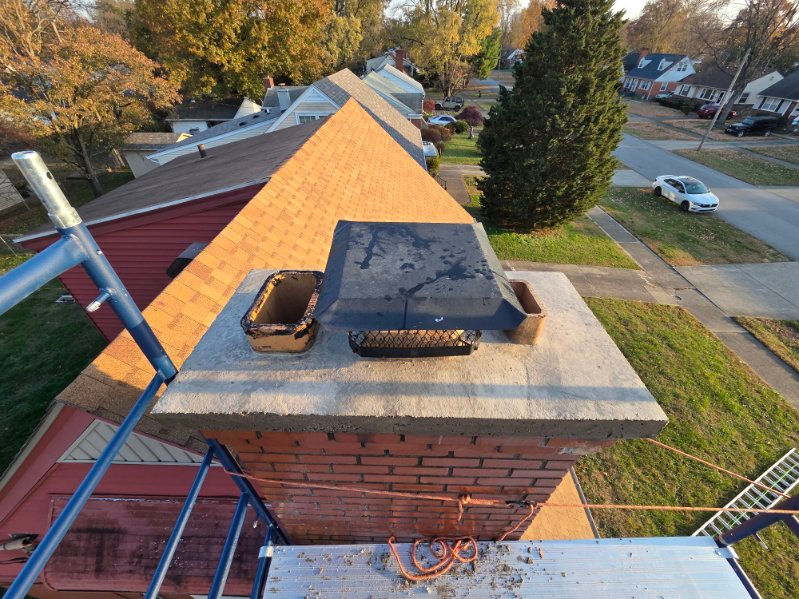 Chimney professionals completing exterior masonry service