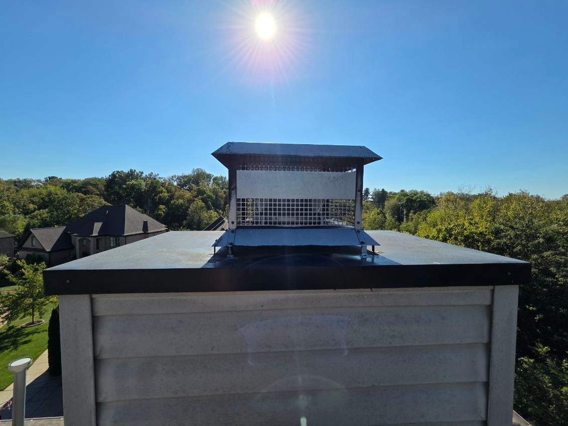 Before and after chimney masonry restoration