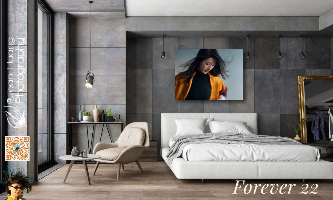 Fine art wall portrait by Jean Huang Photography displayed in elegant home interior - Forever 22