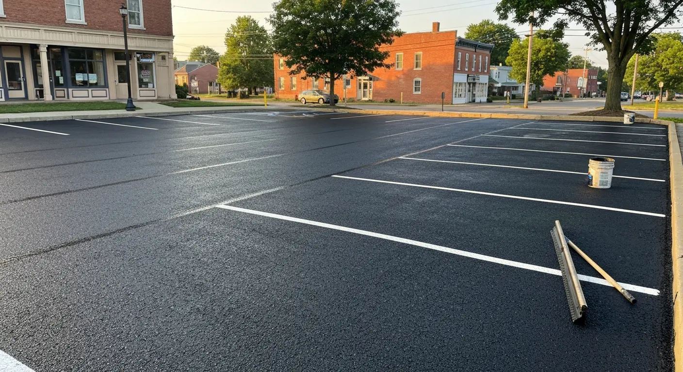 Sealcoating application on parking area