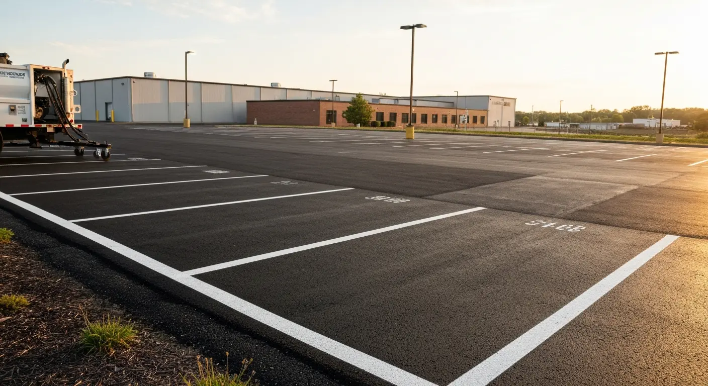 Commercial parking lot sealcoating