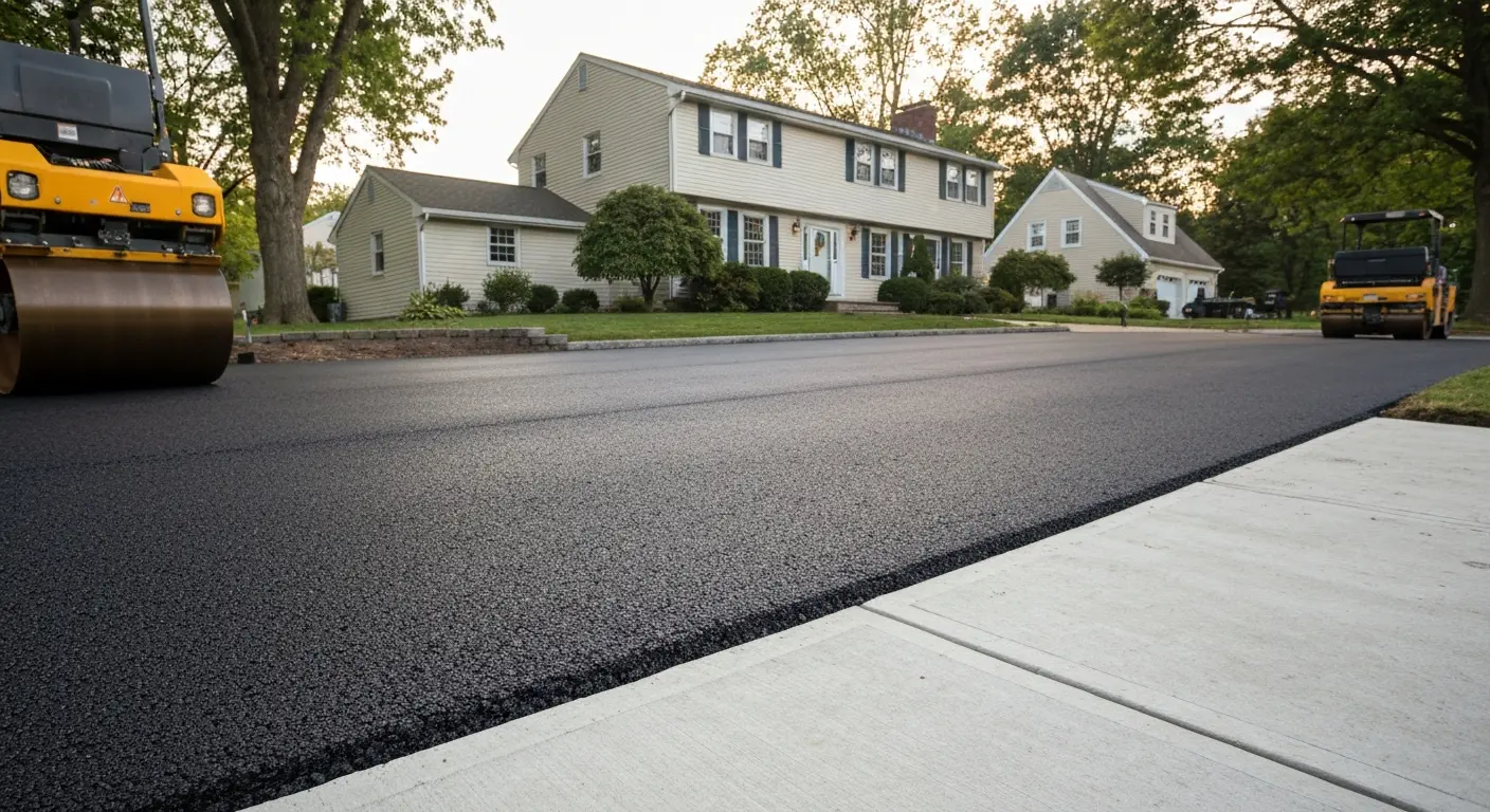 New asphalt driveway installation