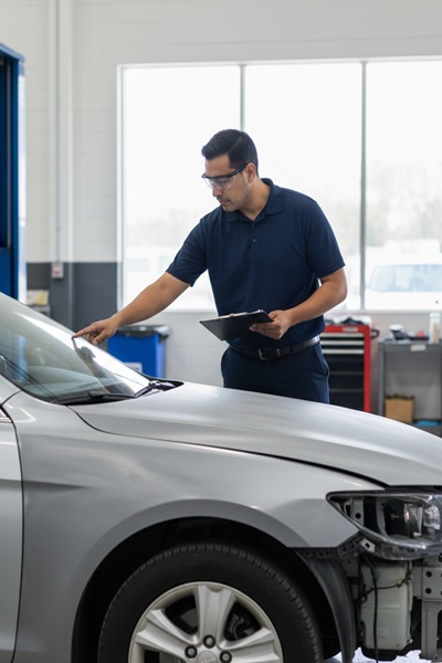 Auto body repair Dallas TX certified technician repairing vehicle body damage