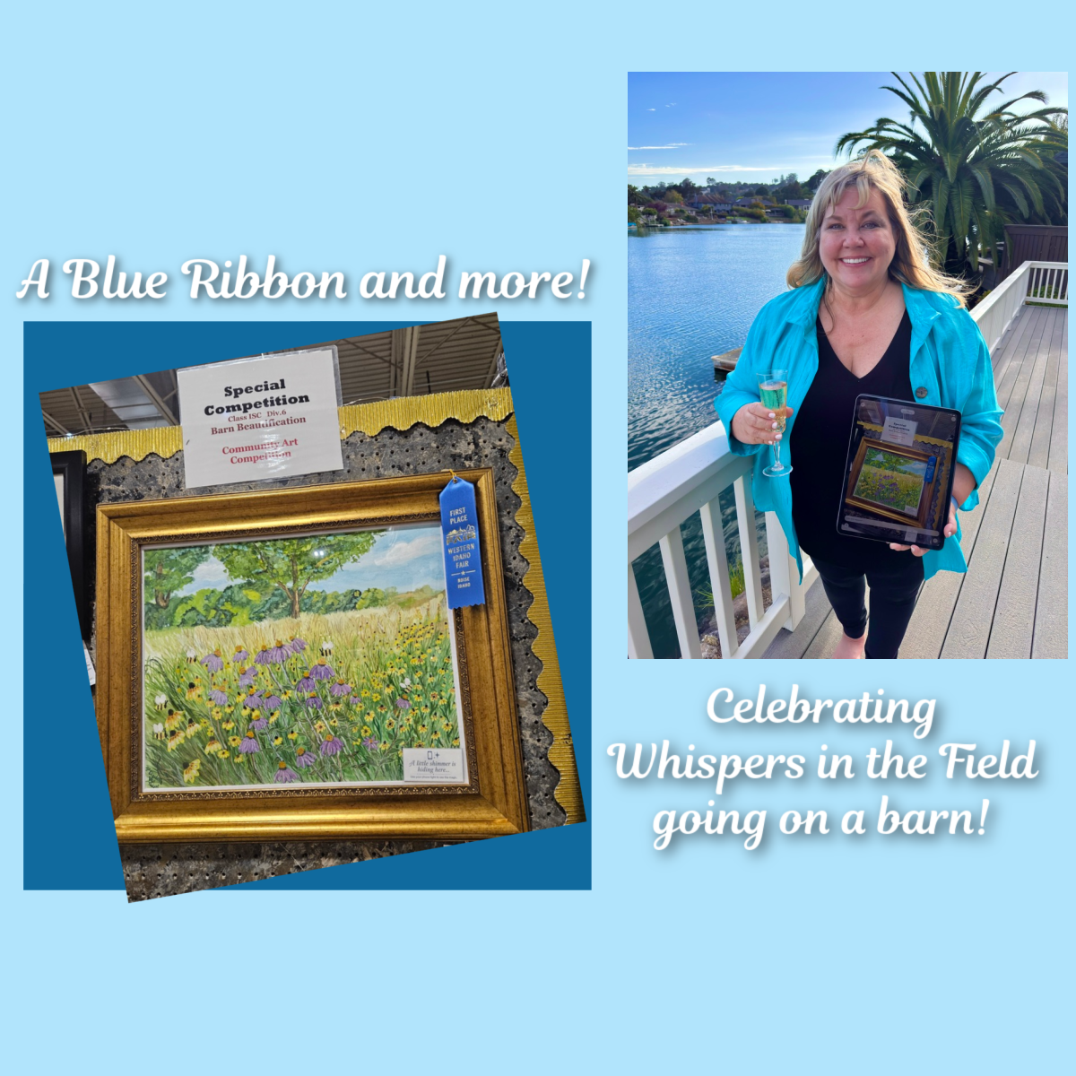 Artist Elizabeth Van Tassel with Whispers in the Field, learns that it will be on a barn at a public park