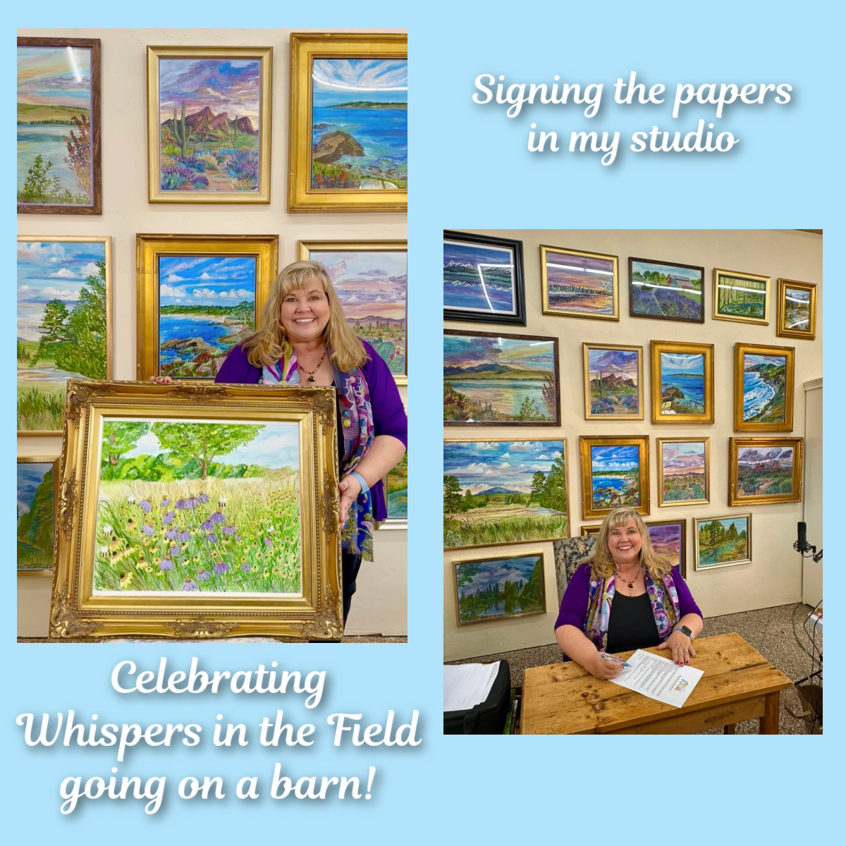 Artist Elizabeth Van Tassel signs contract with Expo Idaho to install her artwork in a public barn installation.