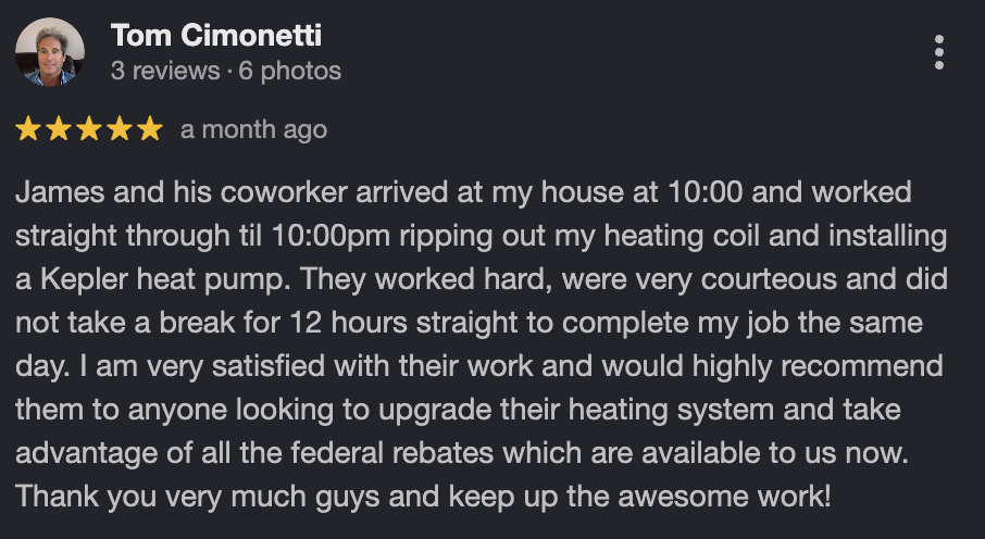 Screenshot of a Google review from Sharon Stewart praising next-day response and professionalism