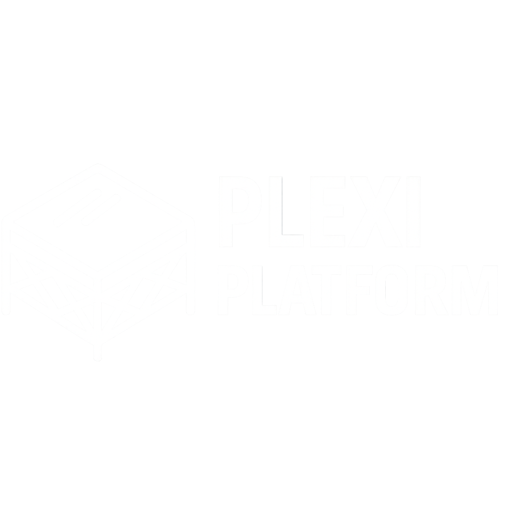 Plexiglass platform rental company logo