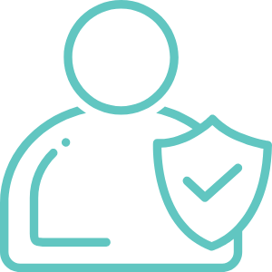 Person outline with shield