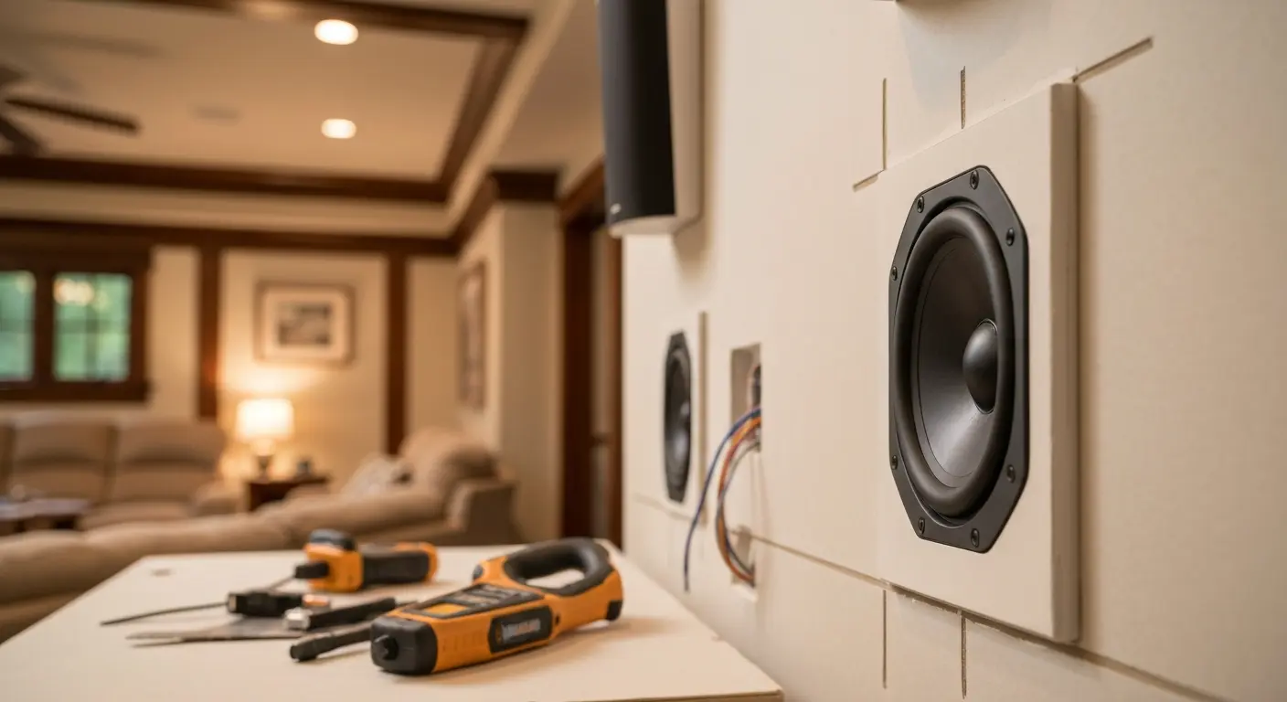 In-wall speakers and audio setup installation