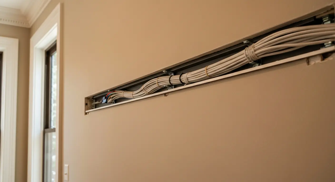Cable management behind TV mount