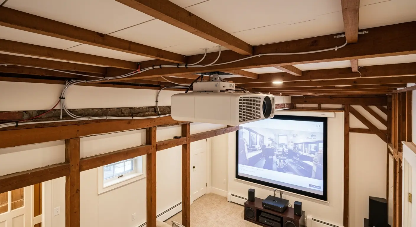 Projector mounted in media room