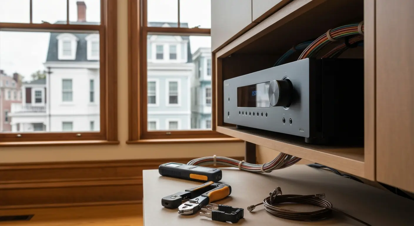 AV receiver and speaker wiring setup