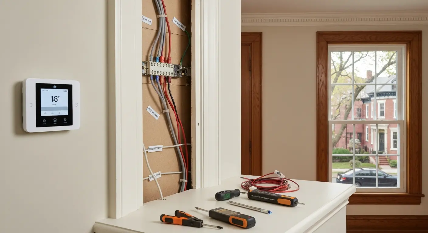Smart thermostat installation in Boston home