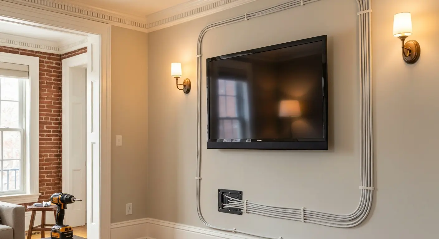 Cable management for TV installation