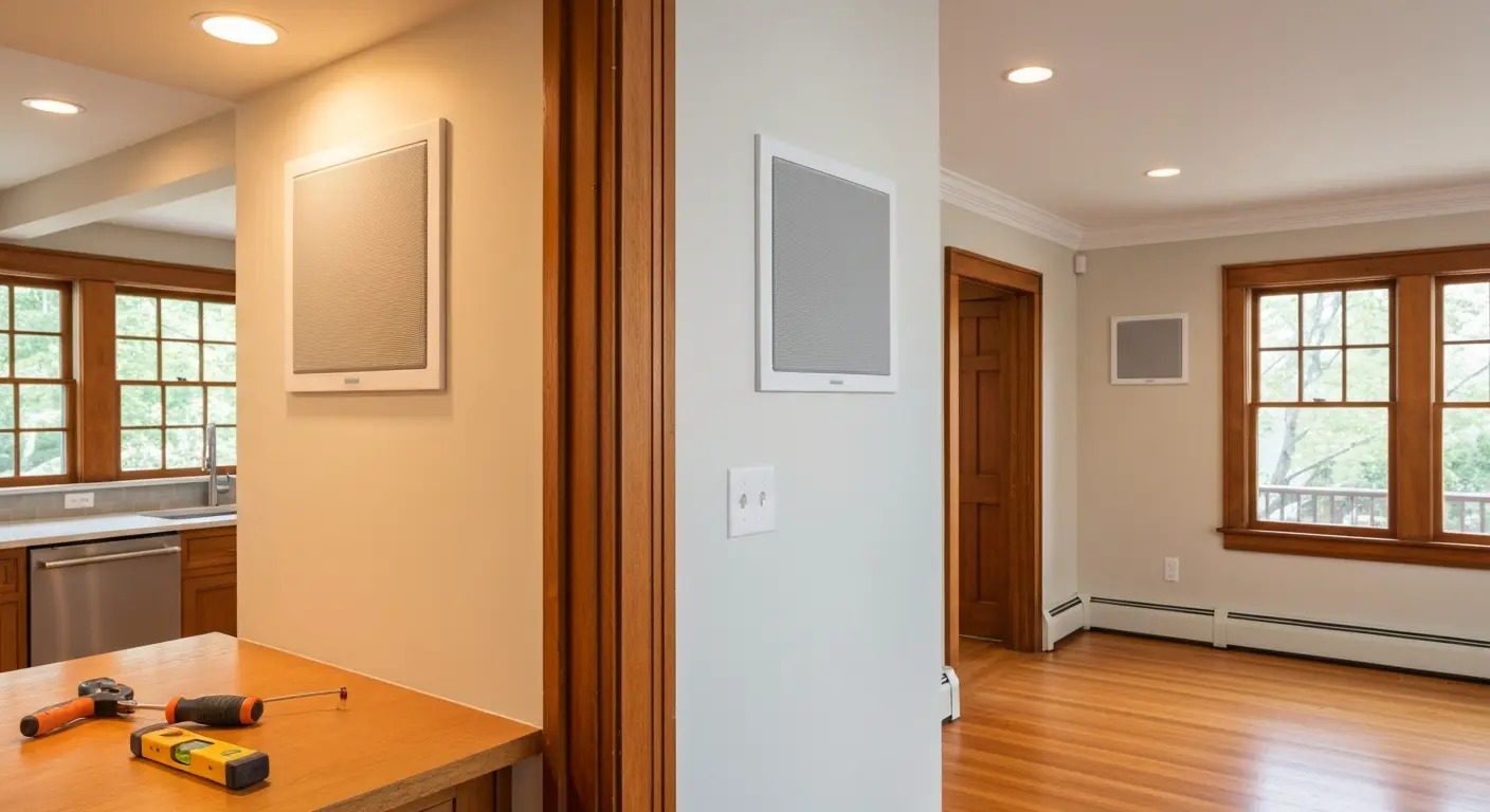 In-wall speakers in kitchen and living room