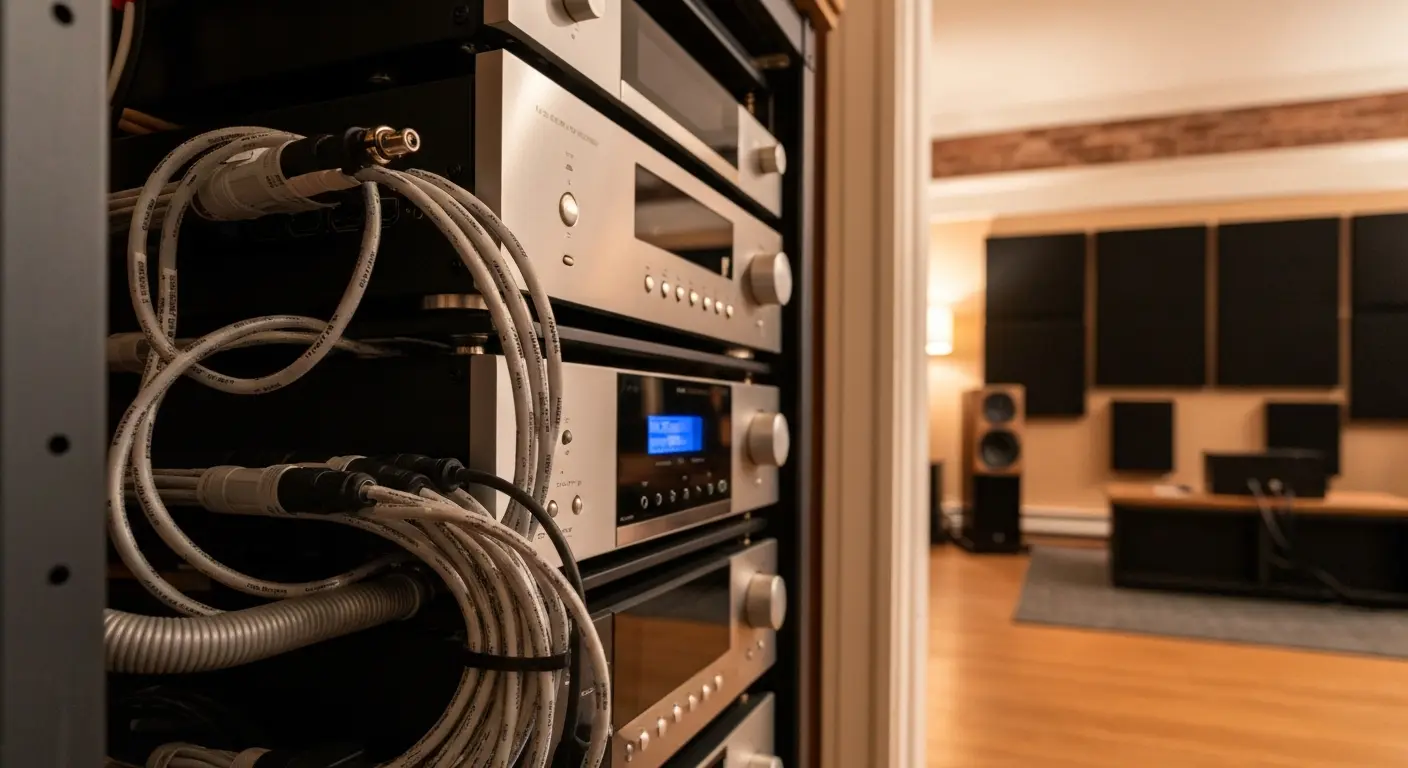 AV receiver setup in East Boston home theater