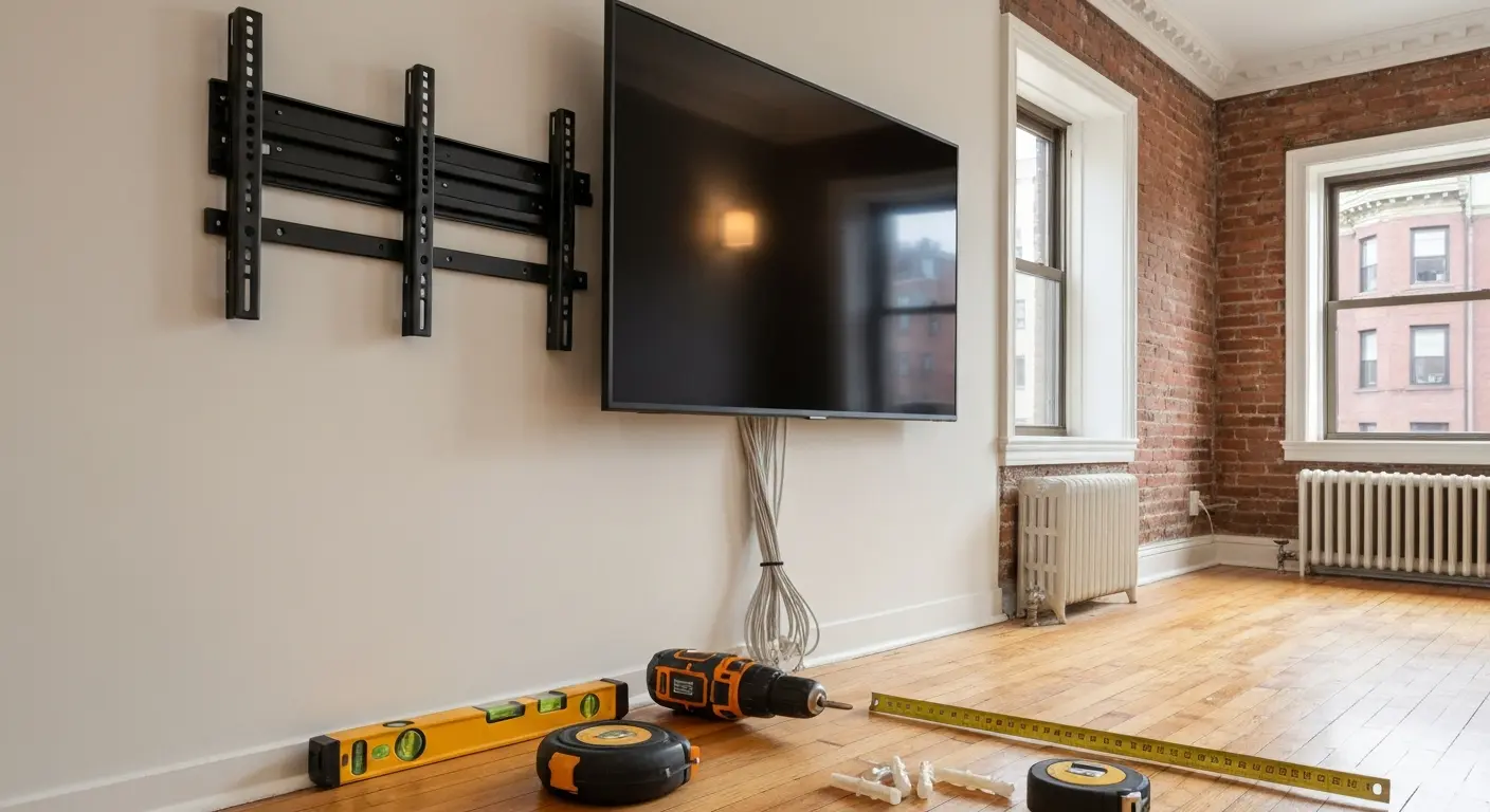 TV wall mounting installation