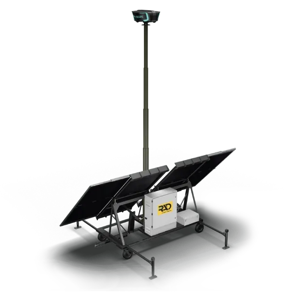 RIO 360 AI security tower with four solar panels