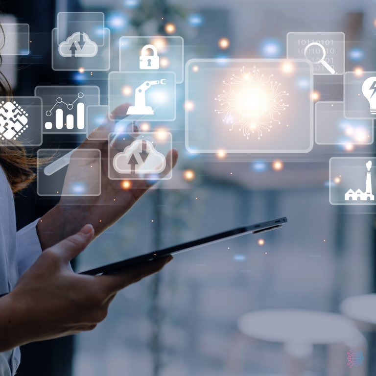 A sleek, stylized white / metallic robotic mask or face design with clean lines and subtle highlights on a dark background.