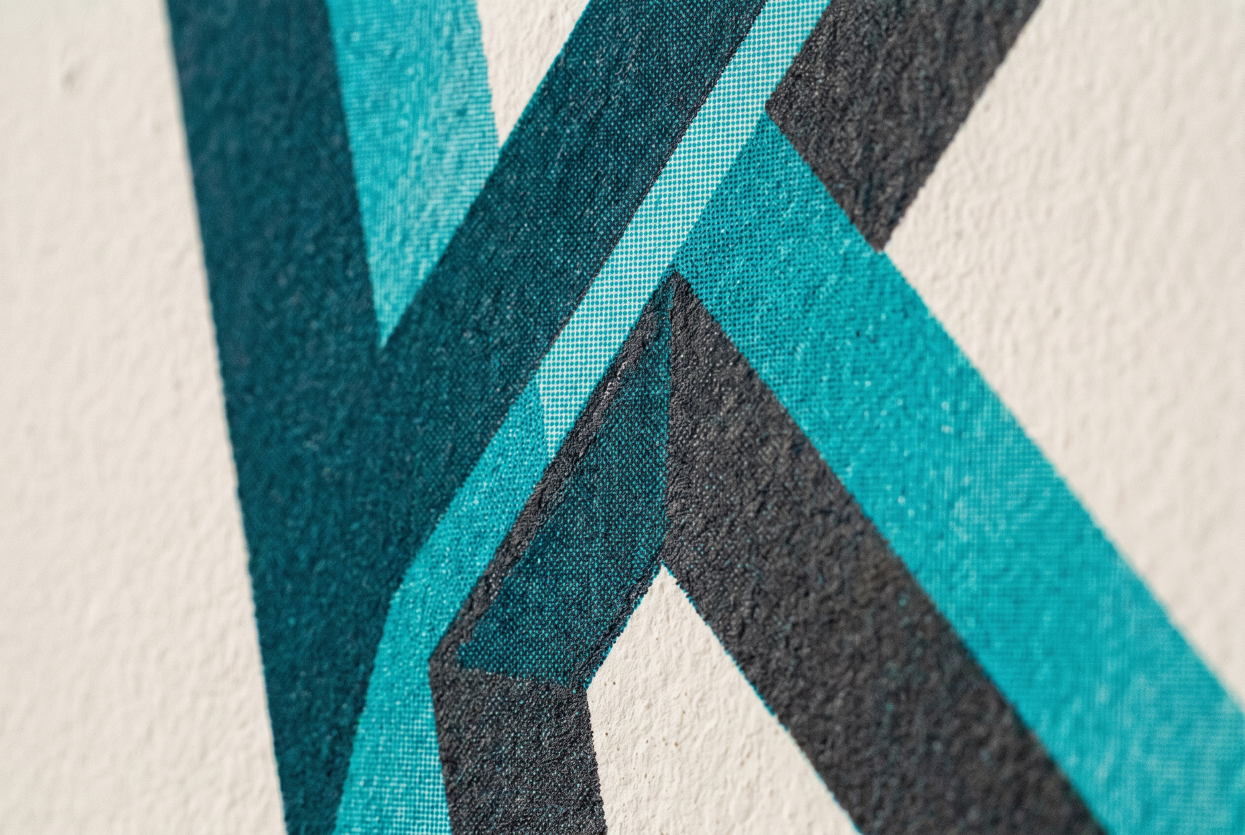Teal mountain mural in an outdoor living space