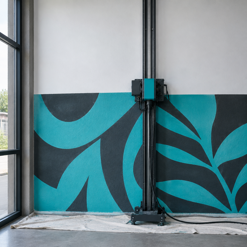 Large printed wall in a garage gym
