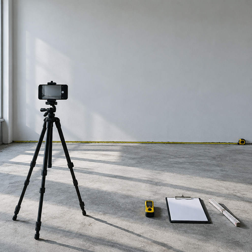 Blank wall ready for site measurement