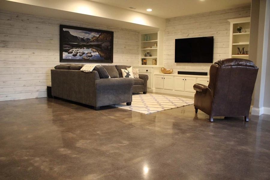 Concrete basement floor by SCP Stamped Concrete Pros Inc.