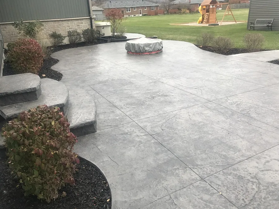 Stamped concrete patio installed by SCP Stamped Concrete Pros Inc. in Hamilton, Ontario