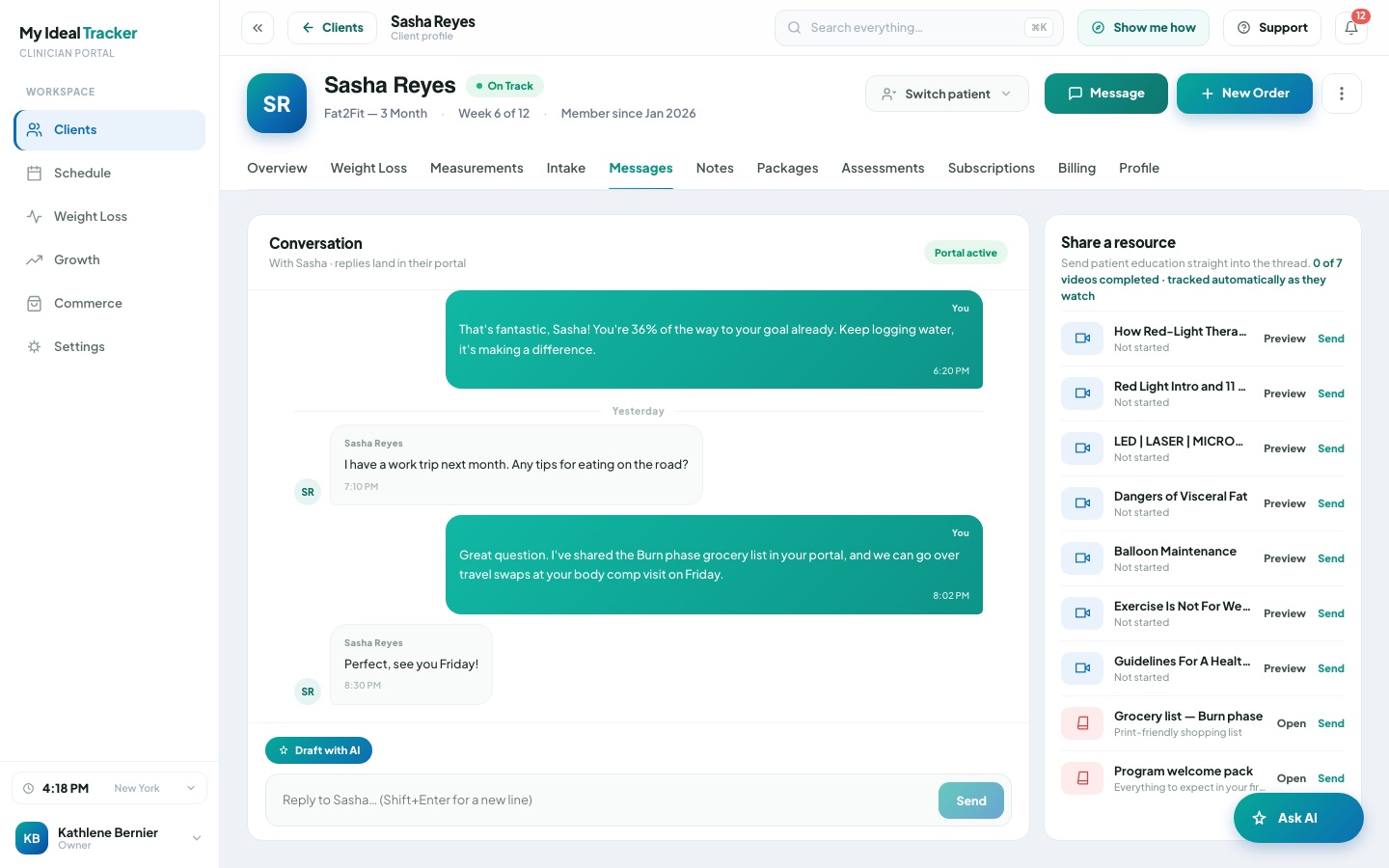 Client conversation with shared resources