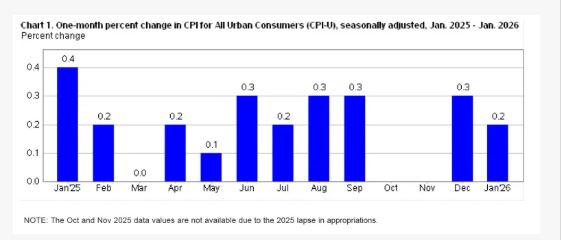Chart showing 2.4% U.S. inflation with shelter increasing and energy prices declining in January 2026. Chart showing 2.4% U.S. inflation with shelter increasing and energy prices declining in January 2026.