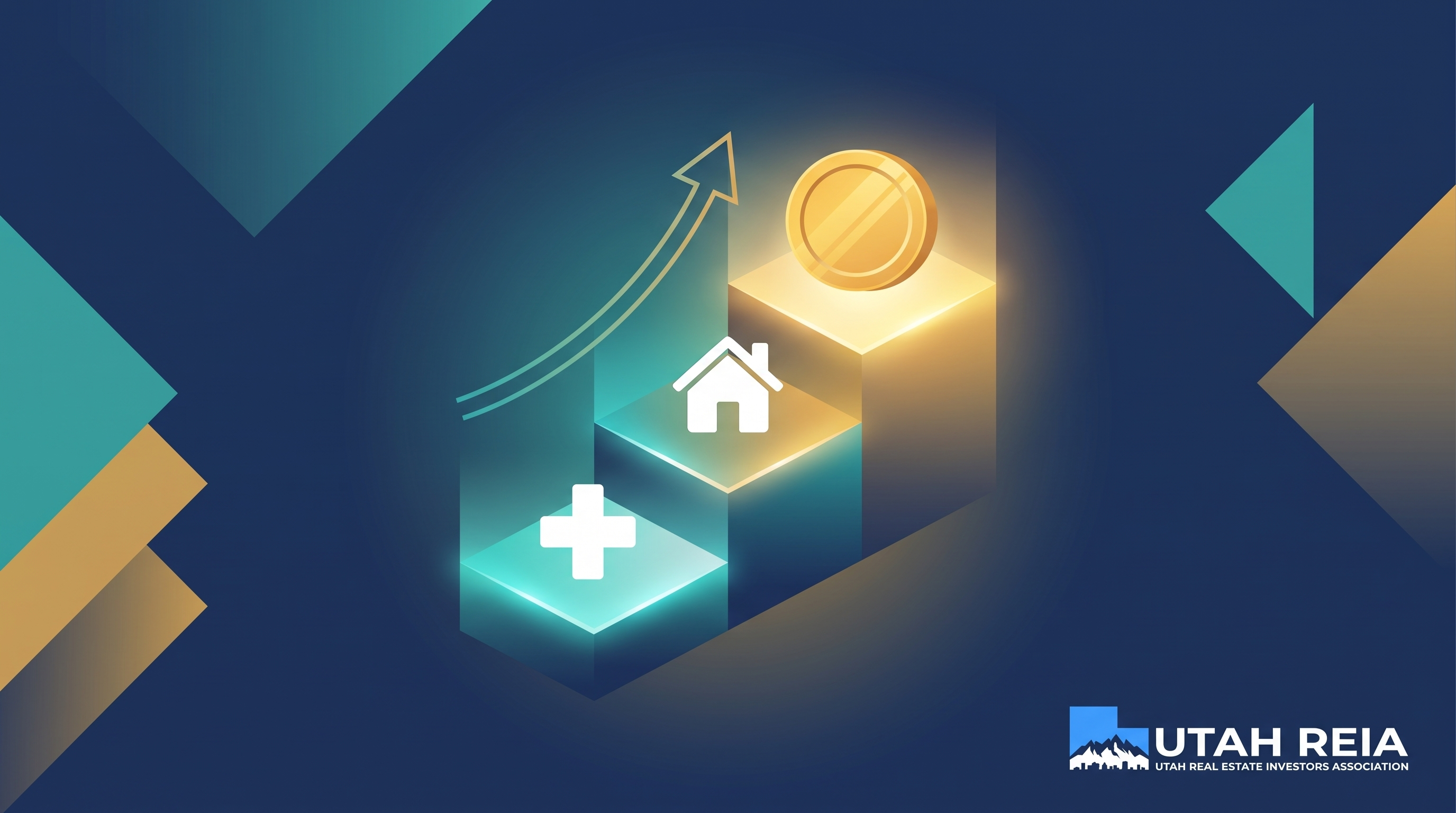 Illustration of three rising steps with a medical cross, house and gold coin representing HSA tax benefits Illustration of three rising steps with a medical cross, house and gold coin representing HSA tax benefits