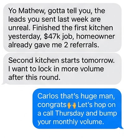 Carlos — $47k closed plus 2 referrals