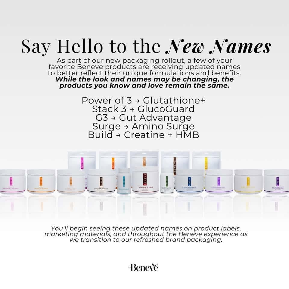 New Beneve Product Name Changes New Beneve Product Name Changes