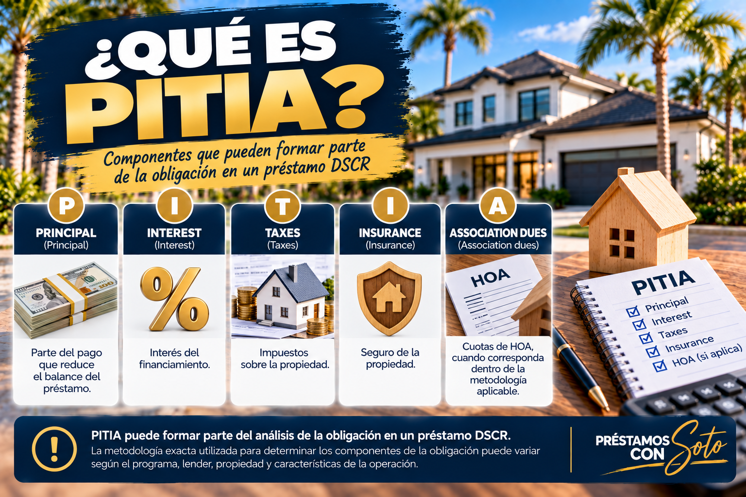 PITIA explicado para el cálculo de un préstamo DSCR