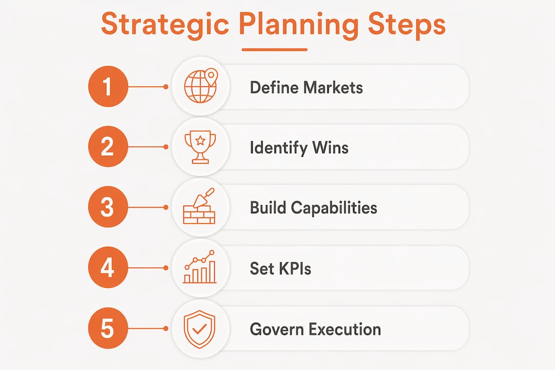 Infographic showing strategic planning steps