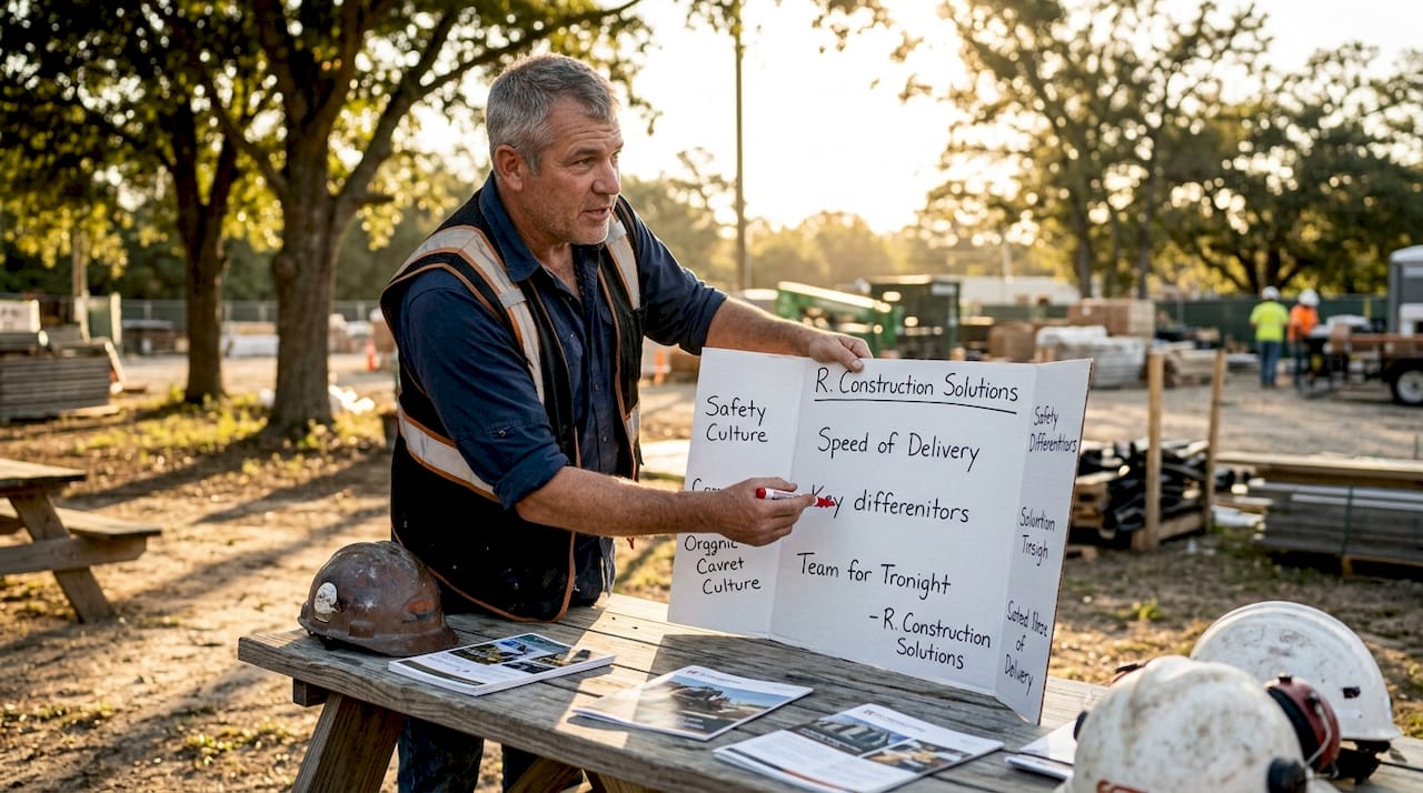 Contractor highlighting business differentiators on board