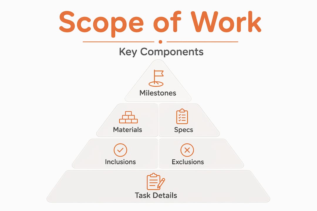Hierarchy pyramid of scope of work key components