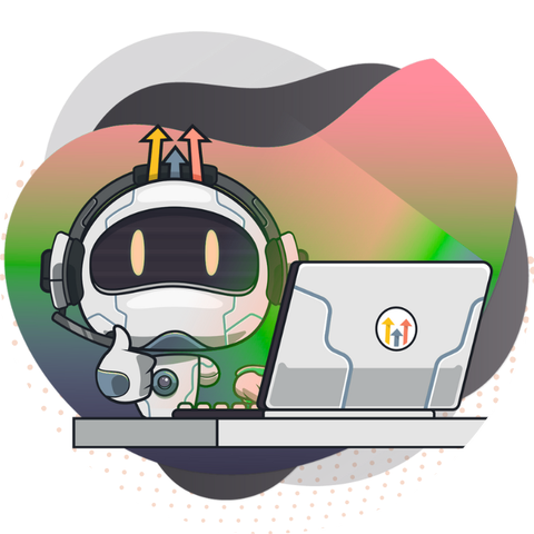 OpsHUB robot helper working at a laptop