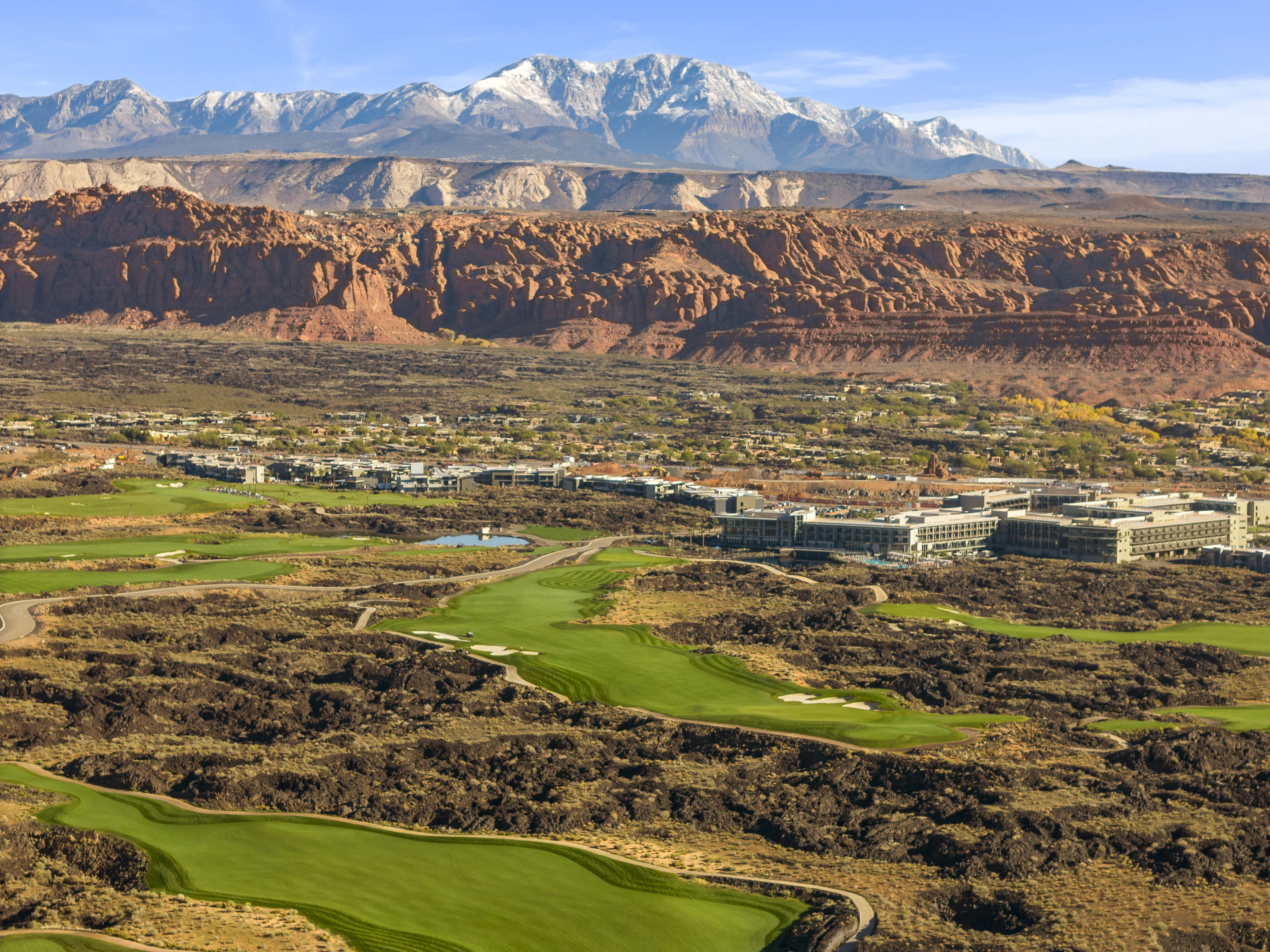 Pine Valley Mountains and the red-rock landscape surrounding Santa Clara