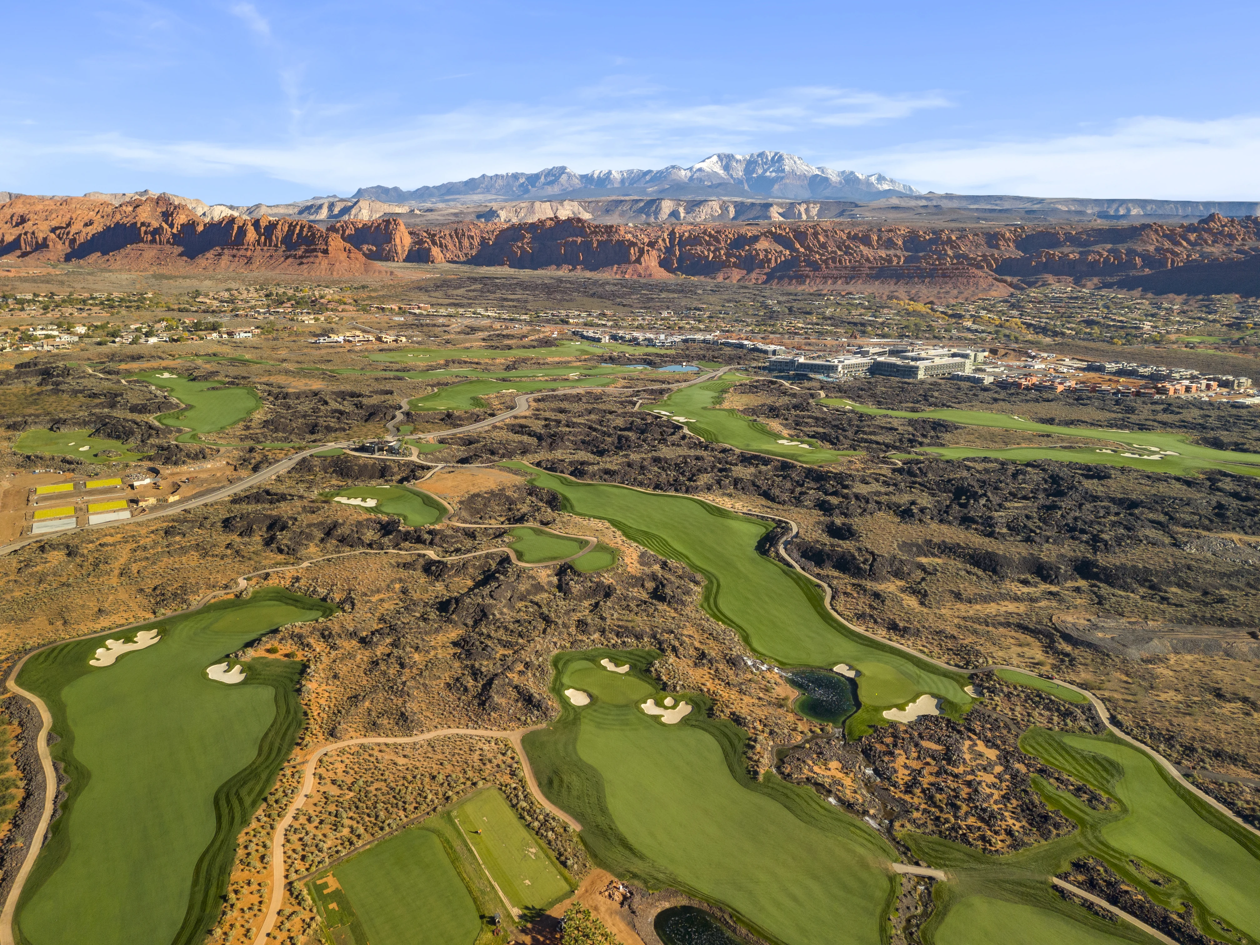Pine Valley Mountains and the red-rock landscape near Snow Canyon, photographed from the Santa Clara area