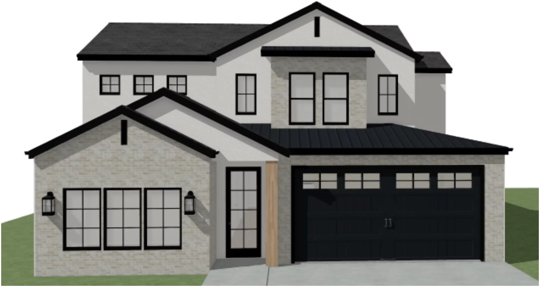 Full front architectural rendering of the Lilac home; illustrative presentation