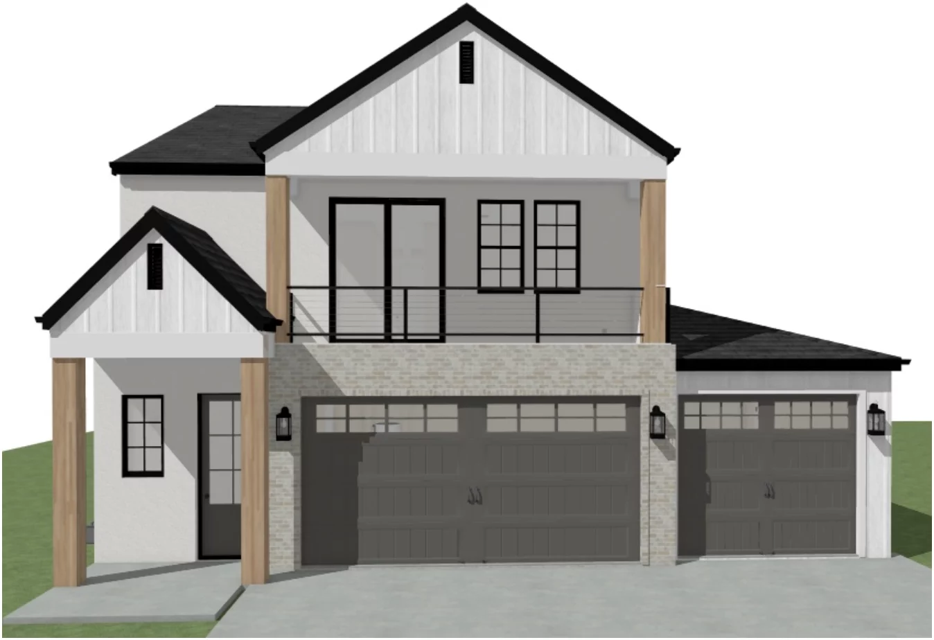 Full front architectural rendering of the Marigold home; illustrative presentation