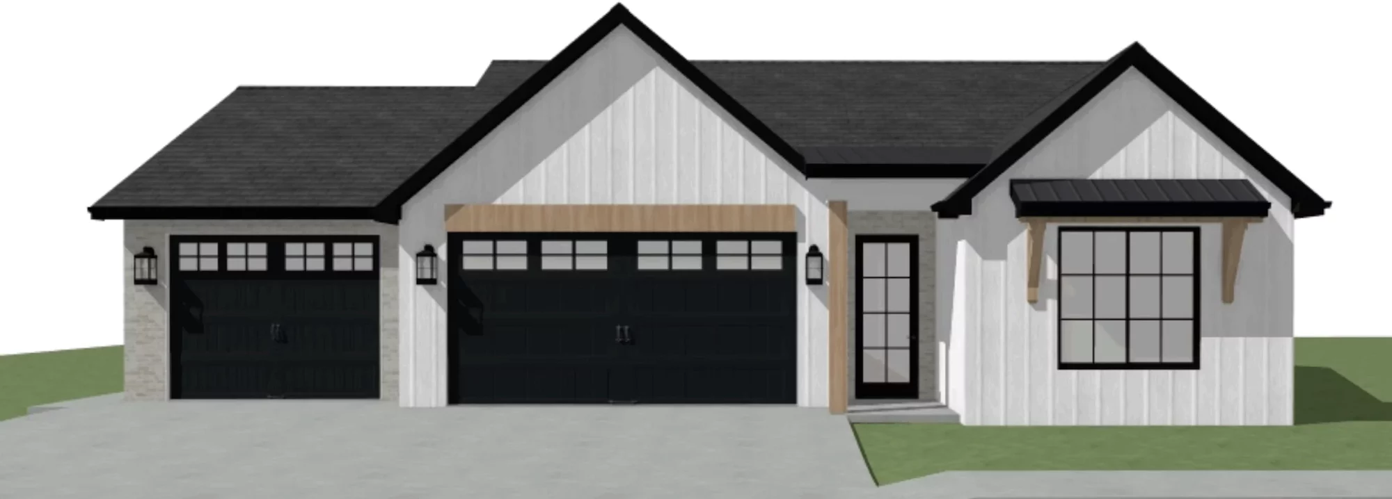 Full front architectural rendering of the Zinnia home; illustrative presentation