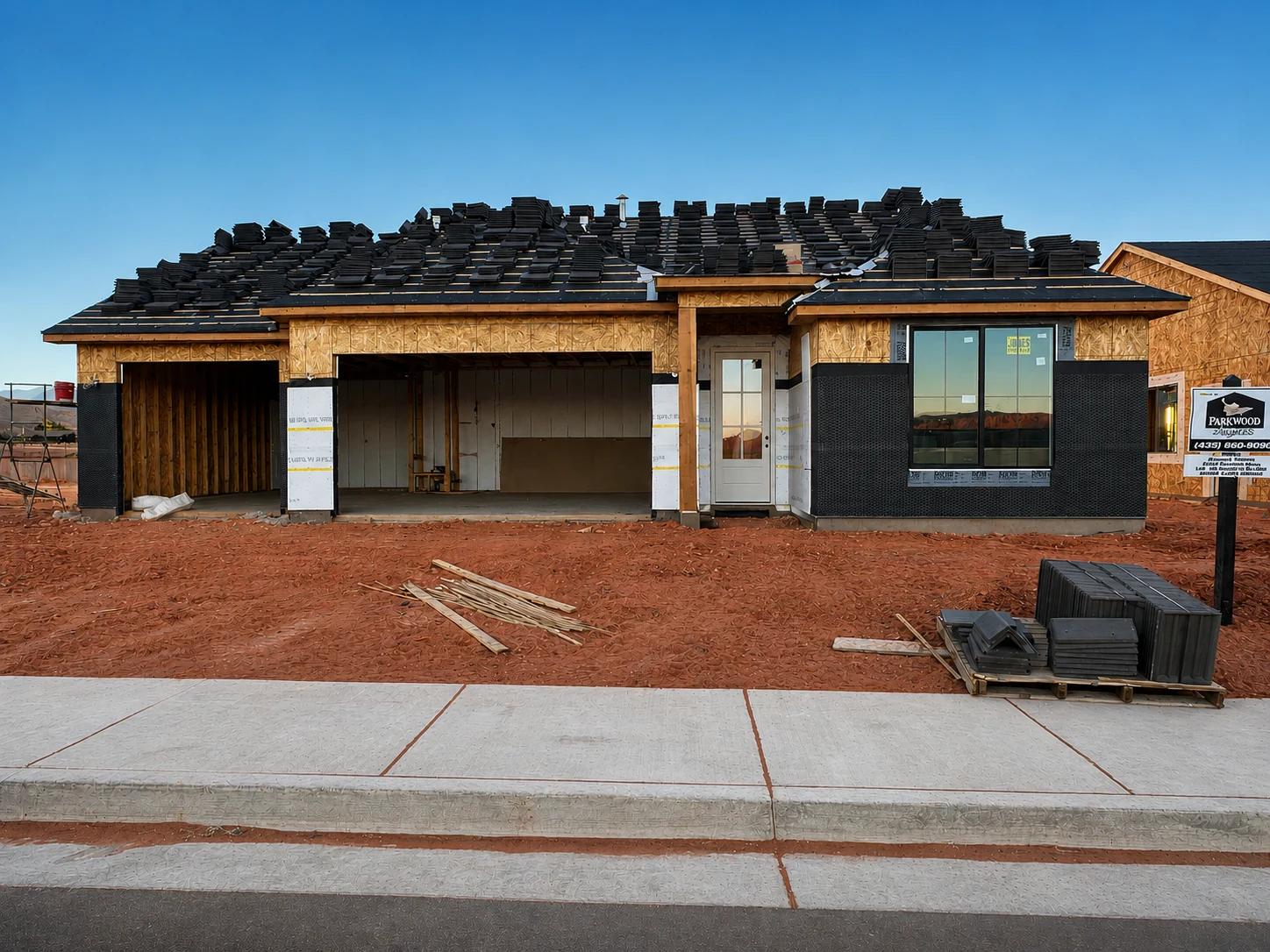 Zinnia Lot 9 home under construction, as shown in the current official Pioneer Pointe listing