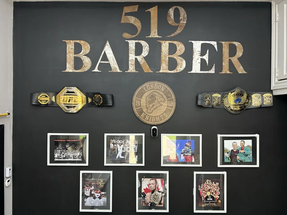 519 Barbershop brand wall