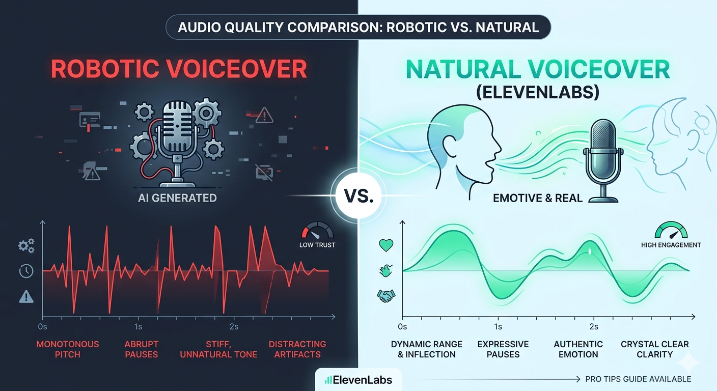 ElevenLabs AI Voiceover, Natural Speech Synthesis, Digital Marketing, Content Creation.